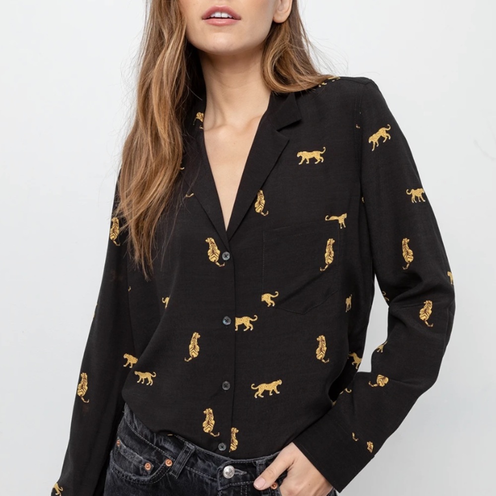 NEW RAILS BLACK WILD CATS BLOUSE